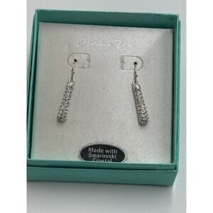 Swarovski Crystal Rhinestone Bar Drop Earrings Silver Tone Linear Dangle Brida